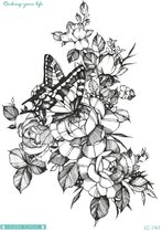 Temporary tattoo | tijdelijke tattoo | fake tattoo | vlinder - bloemen | 150 x 210 mm