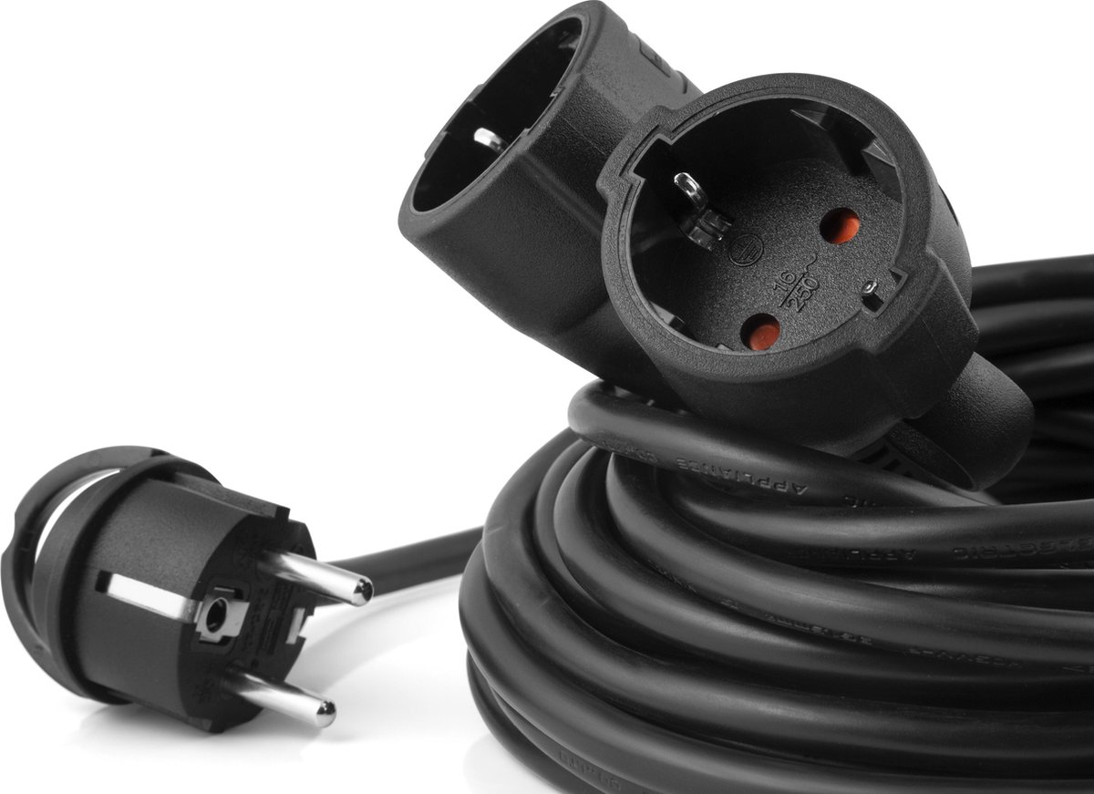Allteq Verlengsnoer 2x Schuko Zwart 10 meter bol