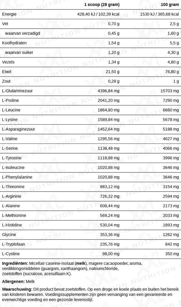 XXL Nutrition - Delicious Night Protein - Chocolade - Caseïne Eiwitpoeder - 700 g van XXL Nutrition — afbeelding 2