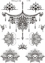 Temporary tattoo | tijdelijke tattoo | fake tattoo | Lotus flowers | 150 x 210 mm