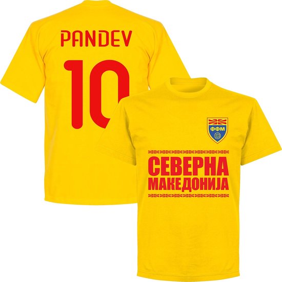 Noord Macedonië Pandev 10 Team T-Shirt - Geel - 4XL