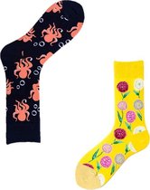 Binkie Socks Box | 2 Paar Leuke Sokken | | Happy World Sokken | Warme Sokken Unisex | Maat 43-46