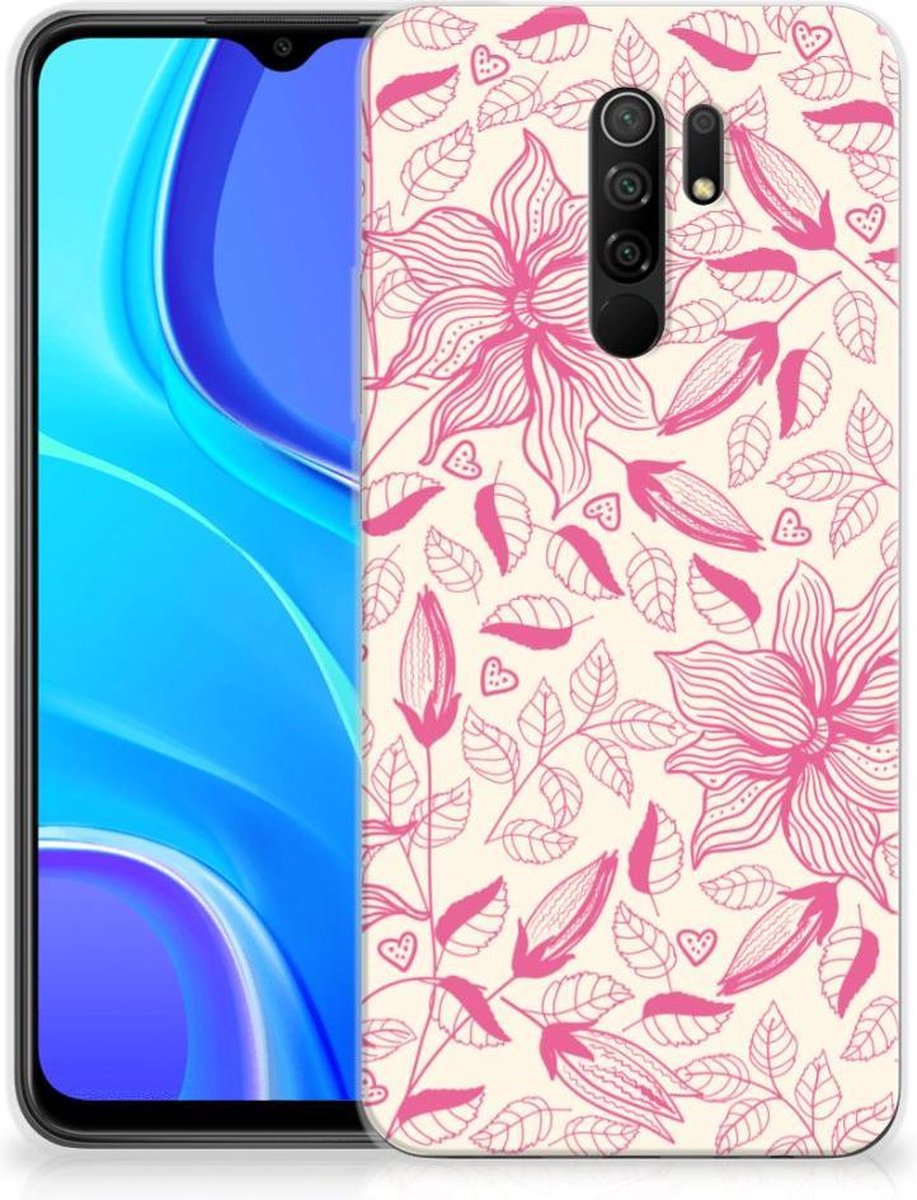 Xiaomi Redmi 9 TPU Case Pink Flowers