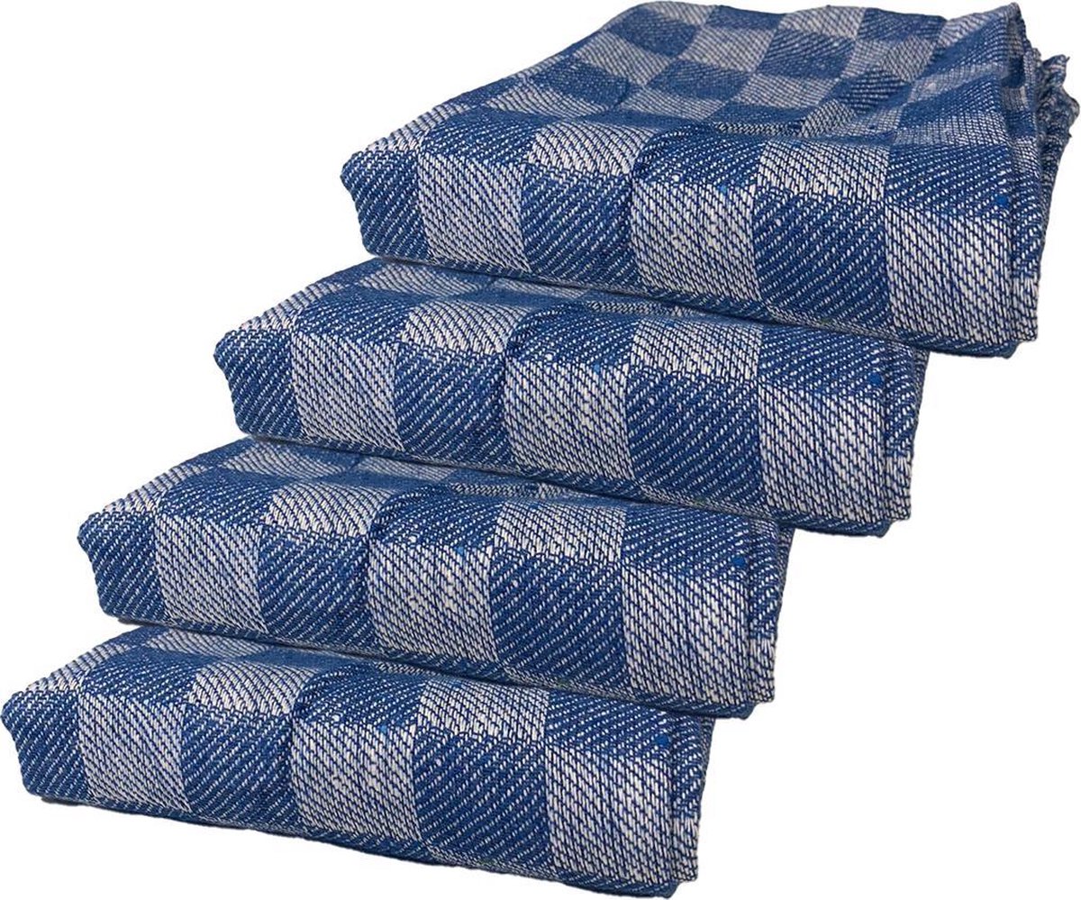 Theedoeken - vaatdoek - 65x65cm - blauw - geblokt - 4 stuks