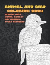Animal and Bird - Coloring Book - Designs with Henna, Paisley and Mandala Style Patterns
