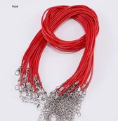 2 Kettingen | Sieraad | Ketting koord leder | rood | Veter ketting