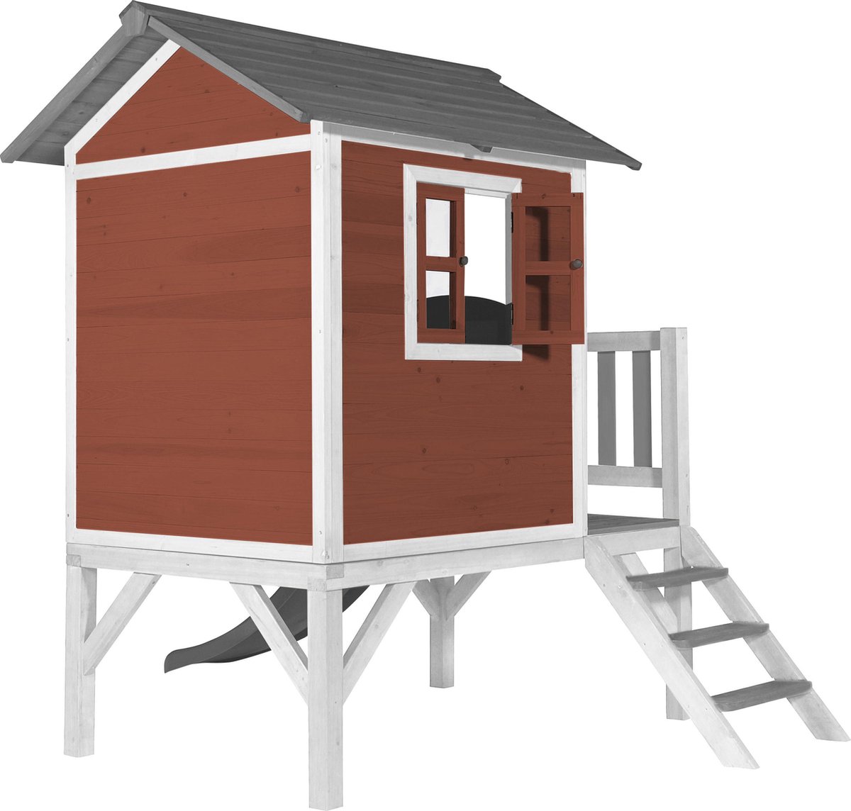 AXI Beach Lodge XL Speelhuis in Rood - Met Verdieping en Grijze Glijbaan - Speelhuisje voor de tuin / buiten - FSC hout - Speeltoestel voor kinderen — afbeelding 8