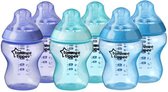 Tommee Tippee Closer to Nature-zuigflessen, 260 ml, verpakking van 6 stuks, blauw, paars & turquoise