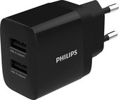 Philips DLP2620/12 Dubbele Oplader - Wandmodel - 2x USB - 230V - Zwart