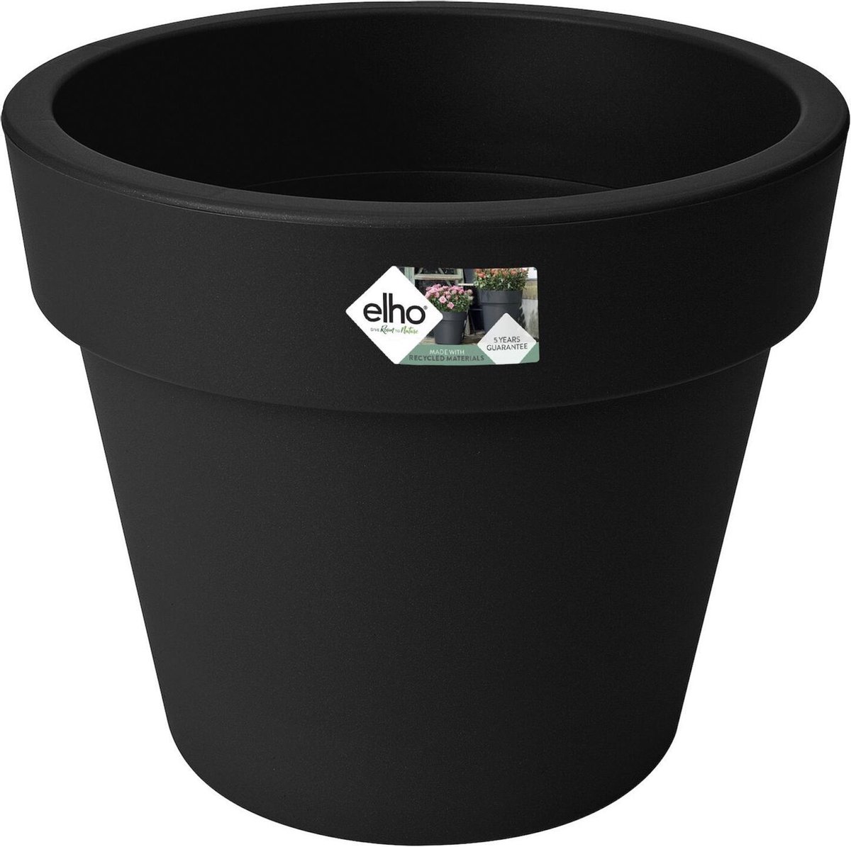 Elho Green Basics Top Planter 30 Bloempot voor Buiten Ø 29.5 x H 25.2 cm Zwart Living Black