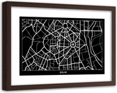 Foto in frame , Plattegrond Delhi , 120x80cm , Zwart wit , wanddecoratie
