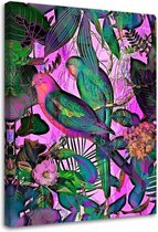 Schilderij Paradijs vogels, 2 maten, groen/roze (wanddecoratie)