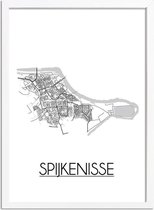 Spijkenisse Plattegrond poster A4 + fotolijst wit (21x29,7cm) - DesignClaudShop