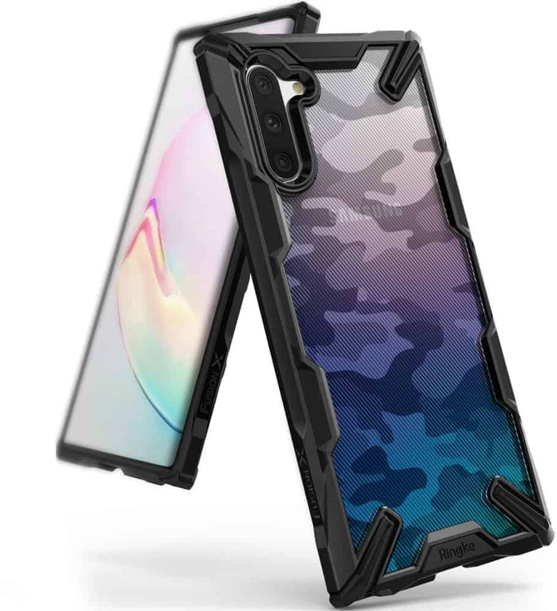 Ringke Fusion X Design Backcase Hoesje Samsung Galaxy Note 10 - Zwart Camo