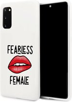 Samsung Galaxy S20 stoer wit siliconen dames hoesje - Fearless Female * LET OP JUISTE MODEL *