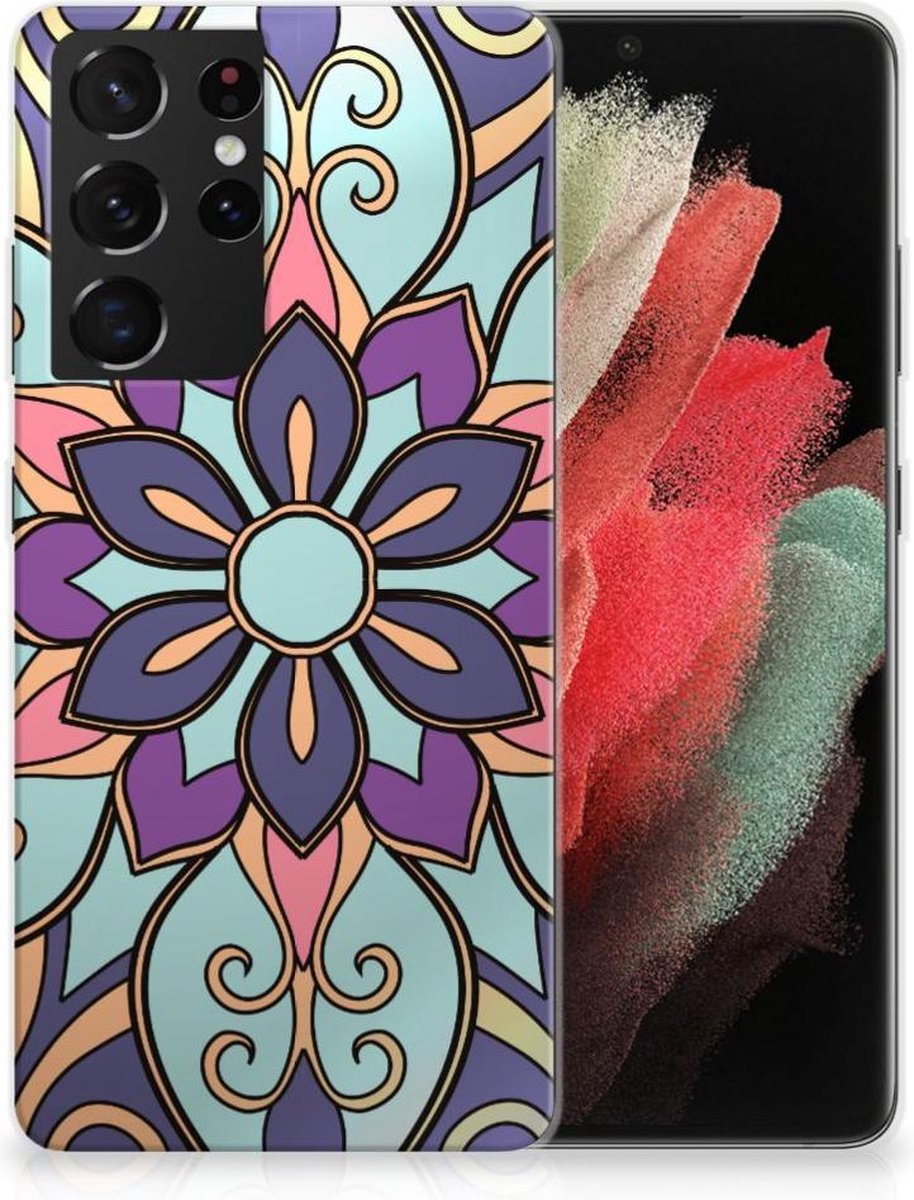 Samsung Galaxy S21 Ultra TPU Case Purple Flower