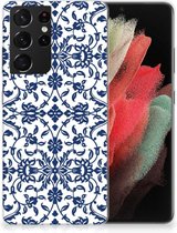 GSM Hoesje Samsung Galaxy S21 Ultra Trendy Telefoonhoesjes Flower Blue