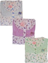 Dames nachthemd bloem motief korte mouwen blauw XXXL