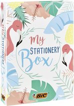 BIC My Stationery Box - Schrijfwaren geschenkdoos - 28 stuks - 10 markers - 6 balpennen - 4 markeerstiften - 1 correctieroller - 5 permanente markers - 2 notitieblokjes en een noti