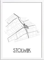 Stolwijk Plattegrond poster A4 + fotolijst wit (21x29,7cm) - DesignClaudShop