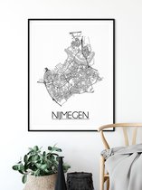 Nijmegen Plattegrond poster A3 + Fotolijst wit (29,7x42cm) - DesignClaudShop