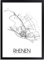 Rhenen Plattegrond poster A3 + Fotolijst zwart (29,7x42cm) - DesignClaudShop