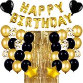 Baloba® Zwart & Goud Verjaardag Decoratie Set - Happy Birthday Slinger - Helium Ballonnen Feest Pakket