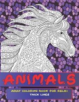 Adult Coloring Book for relax - Animals - Thick Lines