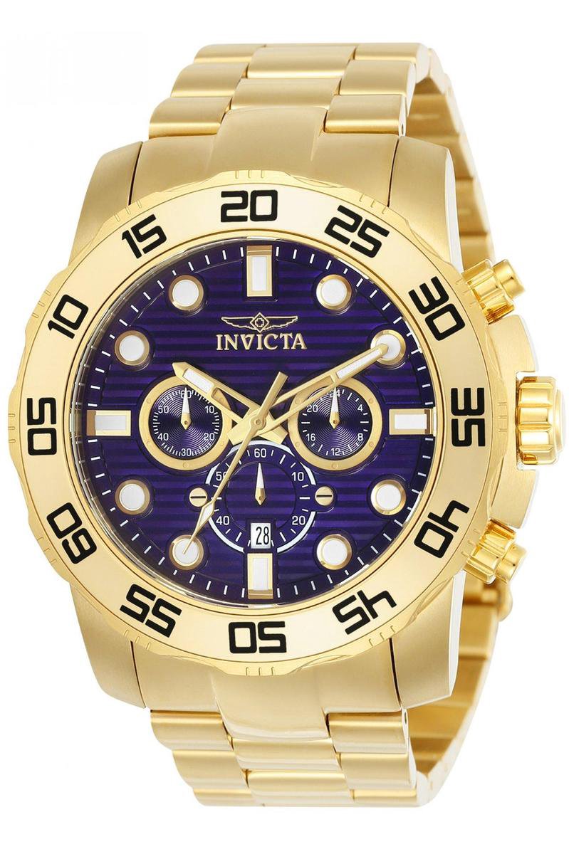 Invicta Pro Diver 22228 Heren Horloge - Waterdicht - Analoog - Quartz Uurwerk - Roestvrij Staal met blauwe Wijzerplaat - 50mm