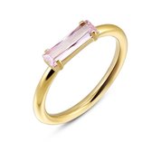 Twice As Nice Ring in goudkleurig edelstaal, baguette, roze kristal  60