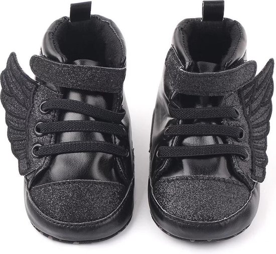 Supercute - baby sneakers - Wings - zwart - glitter - 12 tot 18 maanden