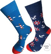 Verjaardag cadeautje voor hem - Vuurtoren Mismatch Sokken - sokken - Valentijnsdag cadeau - Leuke sokken - Vrolijke sokken - Luckyday Socks - Sokken met tekst - Aparte Sokken - Socks waar je Happy van wordt - Maat 40-46