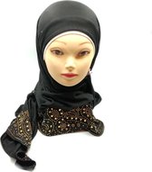 Elegante hoofddoek, zwaart hoofddoek met stenen, sjaal, hijab.