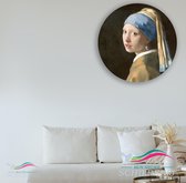 Kunst: Het meisje met de parel van Johannes Vermeer als muurcirkel op aluminium dibond® voor thuis. ⌀ 40 cm