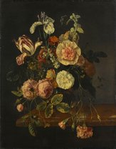 Luxe Wanddecoratie - Fotokunst 'Jacob Van Walscapelle 'Still life With Flowers,1727 - Hoogste kwaliteit Plexiglas - Blind Aluminium Ophangsysteem - 80 x 120 - Akoestisch en UV Were