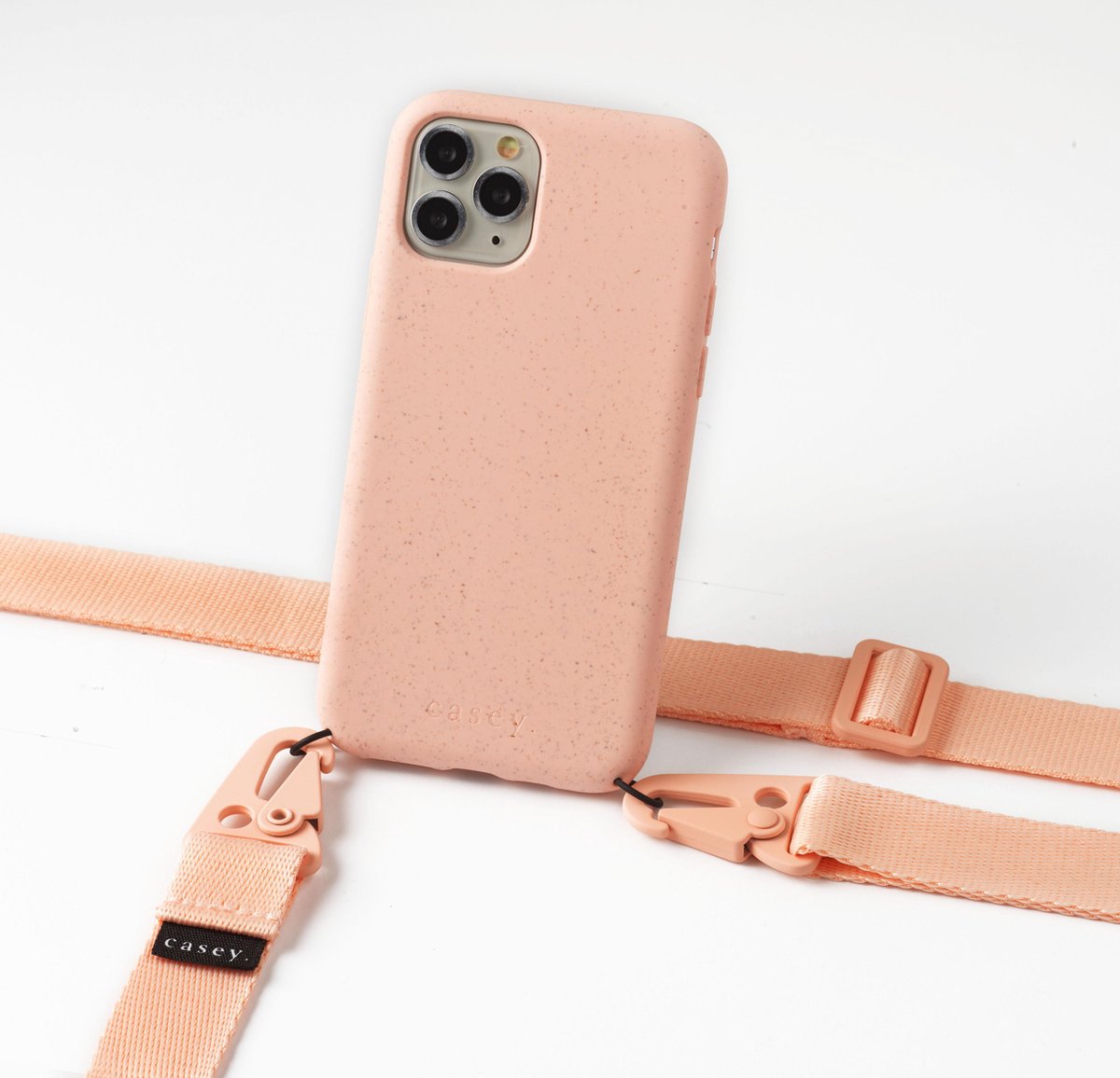Duurzaam hoesje zwart Apple iPhone 12 mini met brede verticale band roze