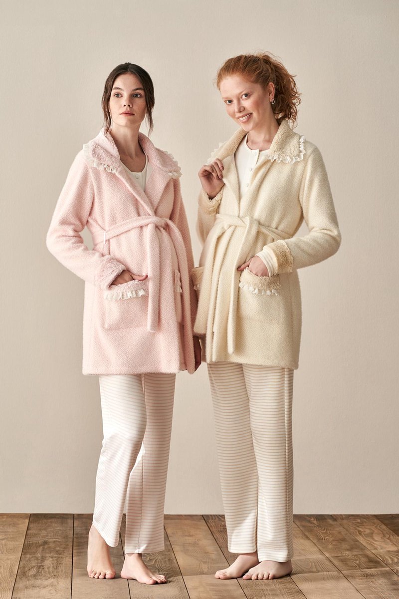 Feyza 3 Delige Zwangerschaps Pyjama Set Beige S bol