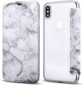 Apple iPhone X - XS Flip cover - Zilver - Marmer - Folio