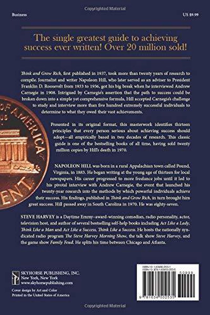 Think and Grow Rich - back cover