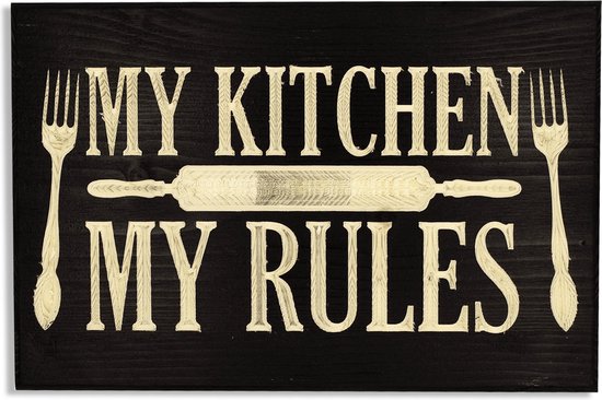 Wandbord Spreukbord Quotebord Keuken Kitchen Rules 30 x 20 cm Vaderdag  Moederdag... | bol.com