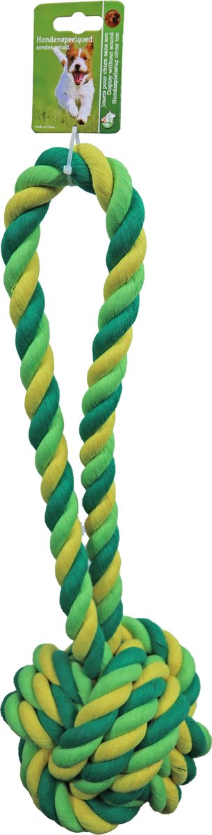 Jouet pour chien - Boule de corde en coton avec boucle - XXL 50 cm -  Couleur: vert / jaune | bol.com