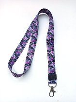 Nosy Two | Keycord Bloemenprint | Keycord Bloem | Lanyard Paars | Keycord Paars