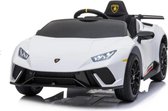 Lamborghini Huracán LP640 Performanté 12V Elektrische kinderauto | Accu Auto voor kinderen met Rubberen banden, Leren zitje en Bluetooth (Wit)