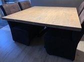 Eettafel Tendenza 5 (vierkant) - 1.30 x 1.30 extra dik tafelblad van steigerhout, stalen x-poot | Quattro Design
