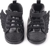 Supercute - baby sneakers - Wings - Vleugels zwart - 6 tot 9 maanden