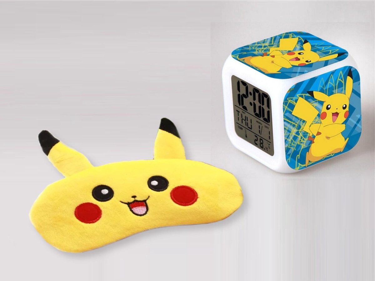 Pikachu pokemon réveil réveil avec masque pour les yeux masque de sommeil |  bol.com