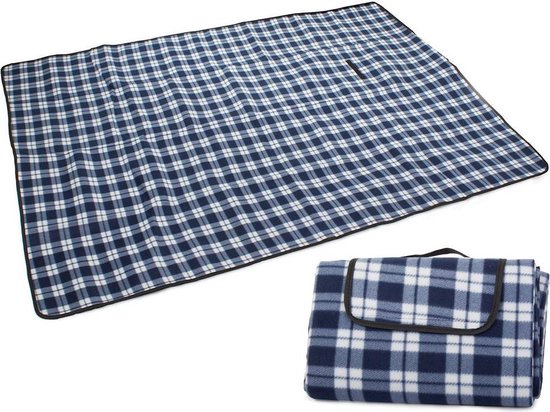 Picknickkleed - 200 x 150 cm - Blauw geruit - het handvat - waterafstotende  onderkant | bol.com