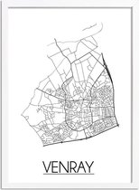 Venray Plattegrond poster A4 + fotolijst wit (21x29,7cm) - DesignClaud