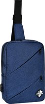 SafeSave rugtas – Crossbodybag met usbaansluiting – slingbag - waterafstotend  – rugtas – rugzak  – schoudertas – tas –  telefoon of tablet opladen – usb ingang –  donker blauw