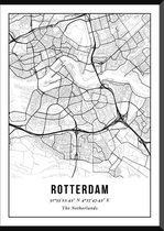 Rotterdam poster | stadsposter | citymap | zwart / wit - 40 x 30 cm